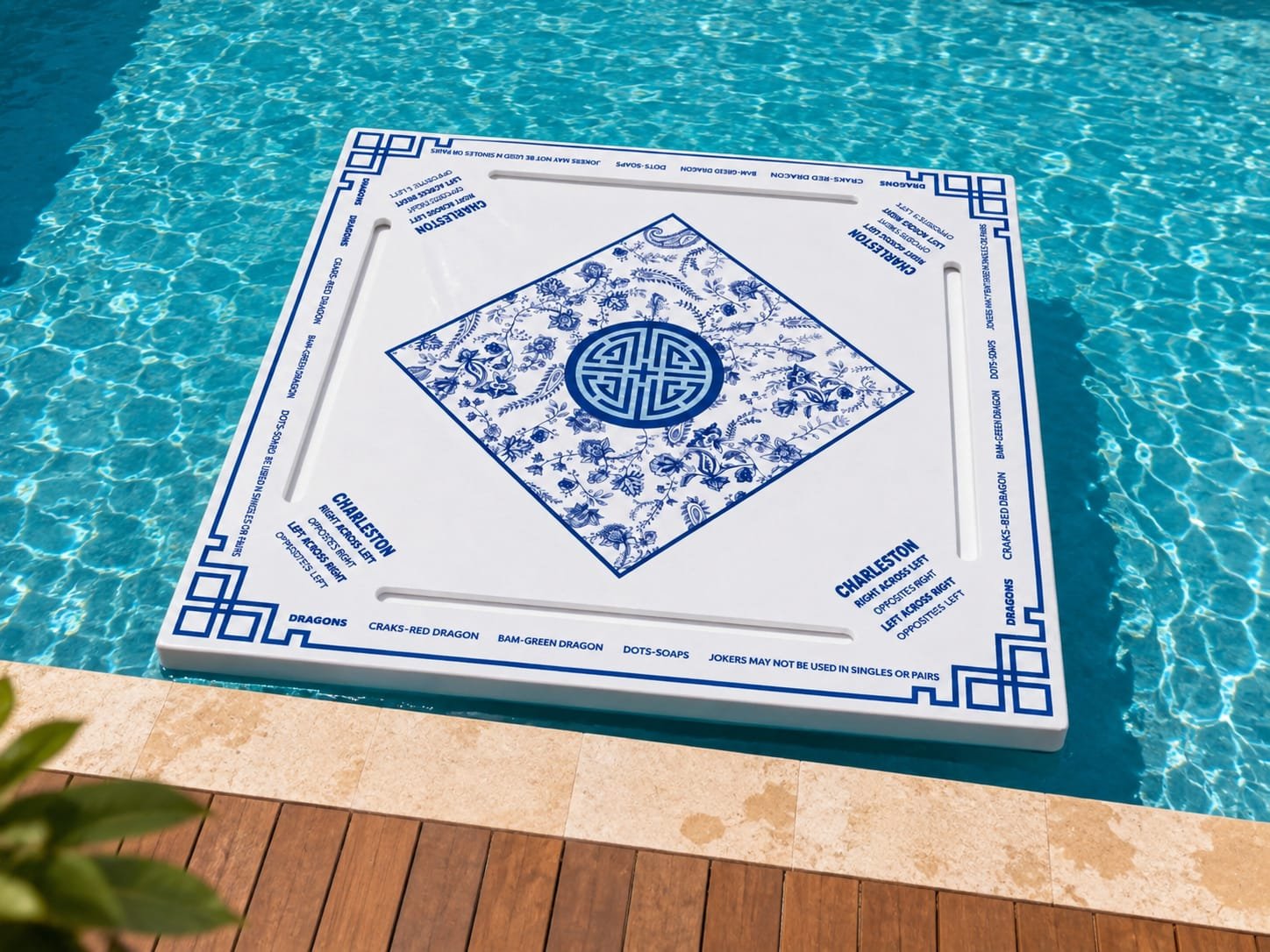 Floating Mahjong Mat Blue And White - Image 3