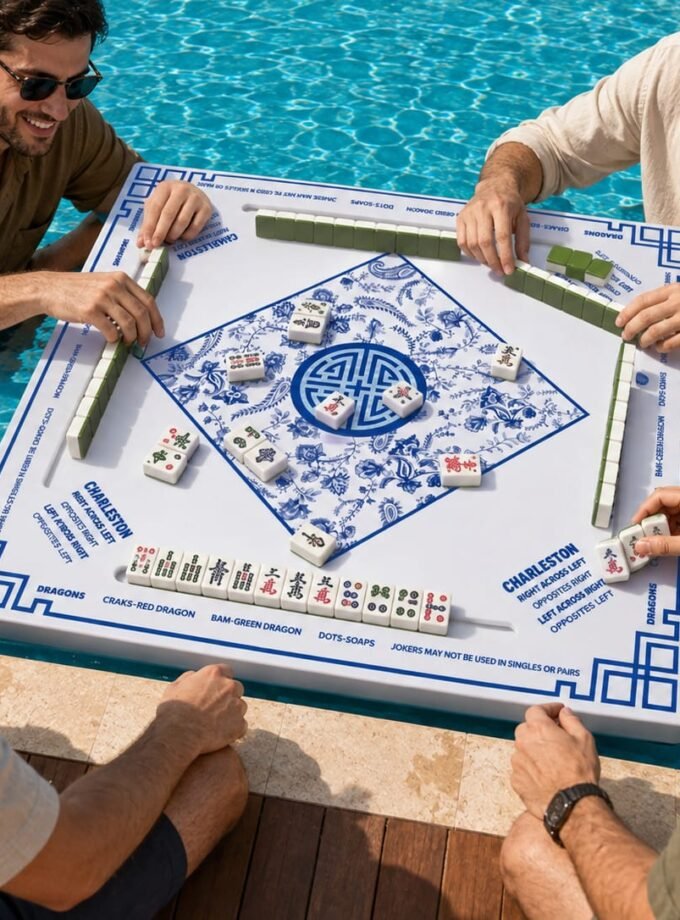 Floating Mahjong Mat Blue And White